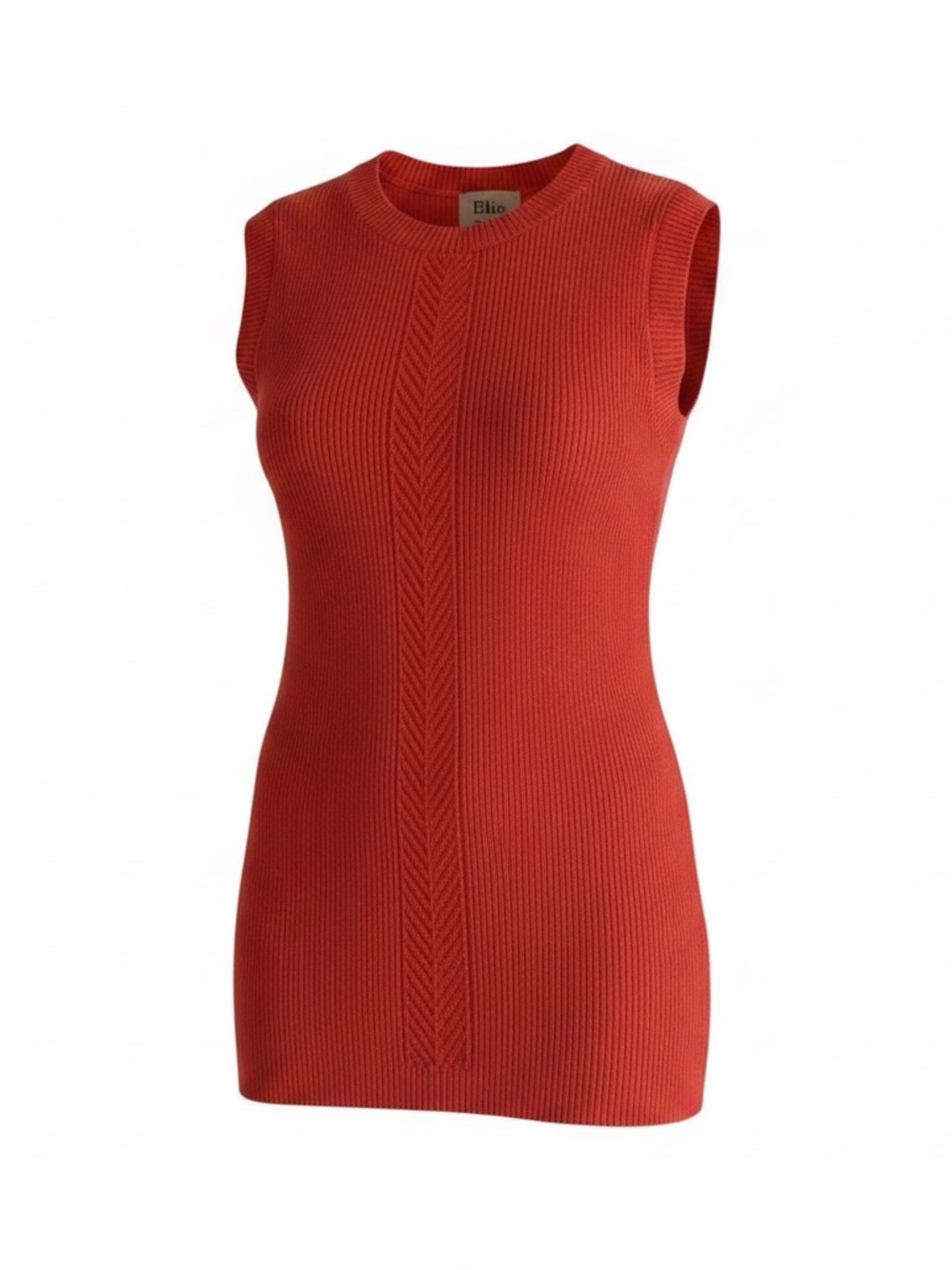 Elie Tahari Ribbed Sleeveless Knit Sweater Top Orange Red Est. Small